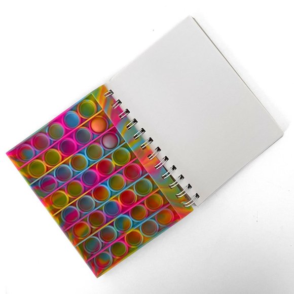 Rainbow Tye Dye Bubble Pop Spiral White Paper Notebook, Push Pop Journal 80 Pgs - Picture 3 of 3